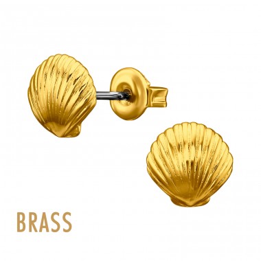 Shell 7mm Brass Gold Plated - Brass Earrings & Studs A4S50827