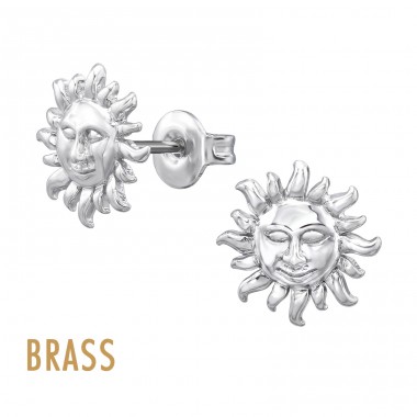 Celestial Sunburst Brass - Brass Earrings & Studs A4S50860