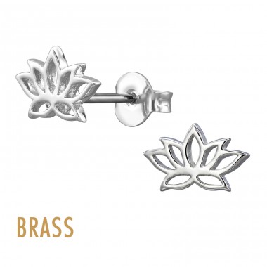 Lotus Flower Brass - Brass Earrings & Studs A4S50863