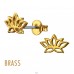 Golden Lotus Flower - Brass Earrings & Studs A4S50864