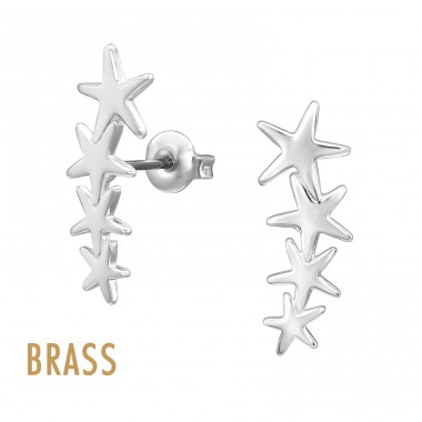 4 Stars in line - Brass Earrings & Studs A4S50865