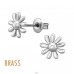 Daisy Flower Silver Plated Brass - Brass Earrings & Studs A4S50867