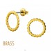 Open Circle Scalloped Edge Gold Plated Brass - Brass Earrings & Studs A4S50872