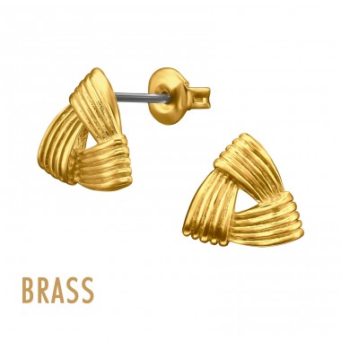 Celtic Knot Triangle Gold Plated Brass - Brass Earrings & Studs A4S50874