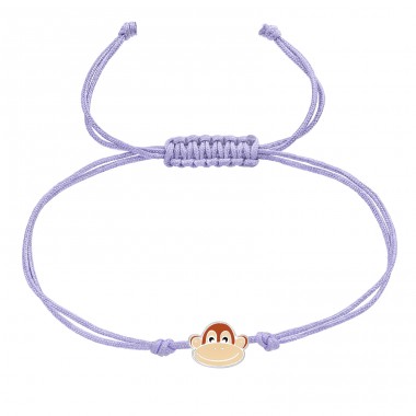 Monkey face - 925 Sterling Silver + Nylon Cord Bracelets With Cords A4S42550