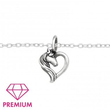 Oxidierter Pferdekopf im Herzen - 925 Sterling Silber Schmuck Armbänder für Kinder A4S43669