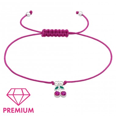 Cherry on adjustable bracelet - Premium* - Nylon Cord + 925 Sterling Silver Bracelets For Kids A4S43705