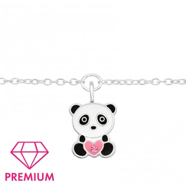 Panda mit rosa Herz - Premium - 925 Sterling Silber Schmuck Armbänder für Kinder A4S43726