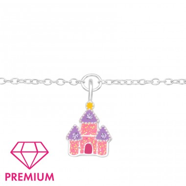 Fairy Castle with glitter - Premium* - 925 Sterling Silver Bracelets For Kids A4S43727