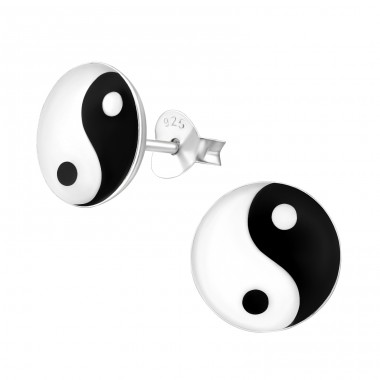 Strieborný Yin A Yang - Striebro 925 Farebné puzetové náušnice A4S11985