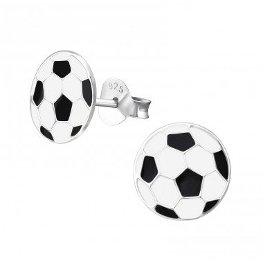 Strieborné Futbalové Lopty - Striebro 925 Farebné puzetové náušnice A4S12089