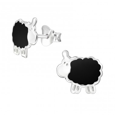 Sheep - 925 Sterling Silver Ear studs with enamel colors A4S13292