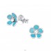 Flower - 925 Sterling Silver Ear studs with enamel colors A4S15128