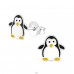 Penguin - 925 Sterling Silver Ear studs with enamel colors A4S17139