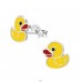 Duck - 925 Sterling Silver Ear studs with enamel colors A4S17145