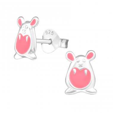 Mouse - 925 Sterling Silver Ear studs with enamel colors A4S17255