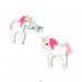 Unicorn - 925 Sterling Silver Ear studs with enamel colors A4S17258