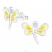 Yellow Dragonfly - 925 Sterling Silver Ear studs with enamel colors A4S17667