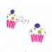 Cupcake - 925 Sterling Silver Ear studs with enamel colors A4S17678