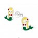Mermaid - 925 Sterling Silver Ear studs with enamel colors A4S17791