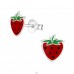 Strawberry - 925 Sterling Silver Ear studs with enamel colors A4S17799