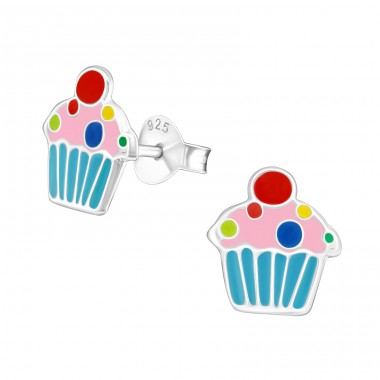 Strieborný Cupcake - Striebro 925 Farebné náušnice A4S18037