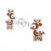 Deer - 925 Sterling Silver Ear studs with enamel colors A4S18038