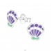 Shell - 925 Sterling Silver Ear studs with enamel colors A4S18040