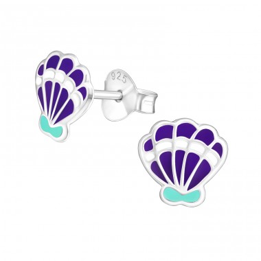 Shell - 925 Sterling Silver Ear studs with enamel colors A4S18040