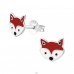 Fox - 925 Sterling Silver Ear studs with enamel colors A4S18660