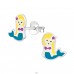 Mermaid - 925 Sterling Silver Ear studs with enamel colors A4S18682
