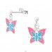 Butterfly - 925 Sterling Silver Ear studs with enamel colors A4S18736