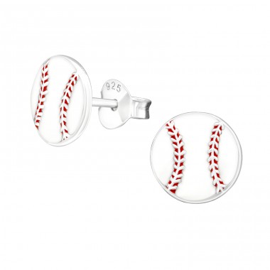 Strieborný Baseball - Striebro 925 Farebné puzetové náušnice A4S19460