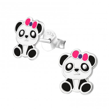 Silberner Panda - Silber 925 Farbige Ohrringe A4S19638