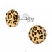 Leopod Print - 925 Sterling Silver Ear studs with enamel colors A4S19688