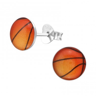 Strieborný Basketball - Striebro 925 Farebné puzetové náušnice A4S19695