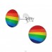 Rainbow - 925 Sterling Silver Ear studs with enamel colors A4S19701