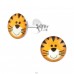 Tiger - 925 Sterling Silver Ear studs with enamel colors A4S19707