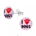 Strieborné I Love Dogs - Striebro 925 Farebné puzetové náušnice A4S19716