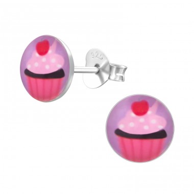Strieborný Cupcake - Striebro 925 Farebné puzetové náušnice A4S19738