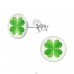 4 Leaf Clover - 925 Sterling Silver Ear studs with enamel colors A4S19779