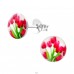 Tulips - 925 Sterling Silver Ear studs with enamel colors A4S19795