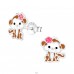 Monkey - 925 Sterling Silver Ear studs with enamel colors A4S19802