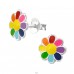 Flower - 925 Sterling Silver Ear studs with enamel colors A4S20765
