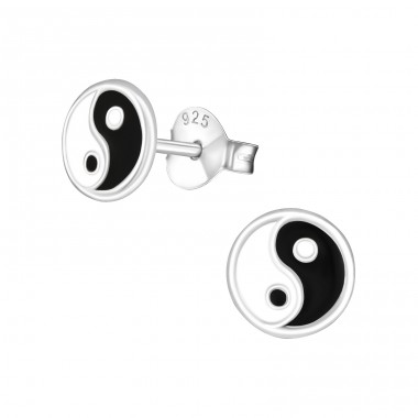 Yin Yang - 925 Sterling Silver Ear studs with enamel colors A4S21533