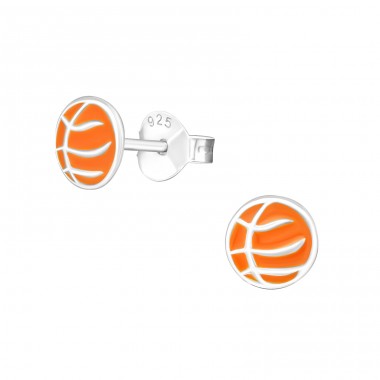 Strieborný Basketball - Striebro 925 Farebné puzetové náušnice A4S21856