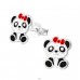 Strieborná Panda - Striebro 925 Farebné puzetové náušnice A4S22115