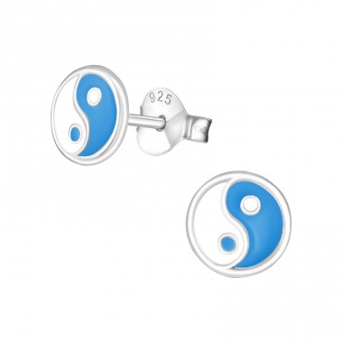 Strieborný Yin-yang - Striebro 925 Farebné puzetové náušnice A4S22227