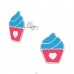Strieborný Cupcake - Striebro 925 Farebné puzetové náušnice A4S22413