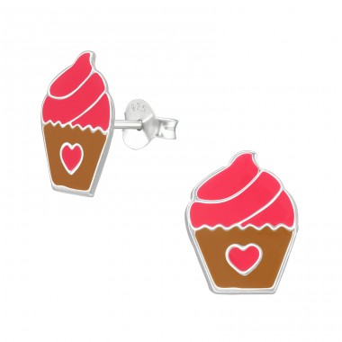 Strieborný Cupcake - Striebro 925 Farebné puzetové náušnice A4S22414